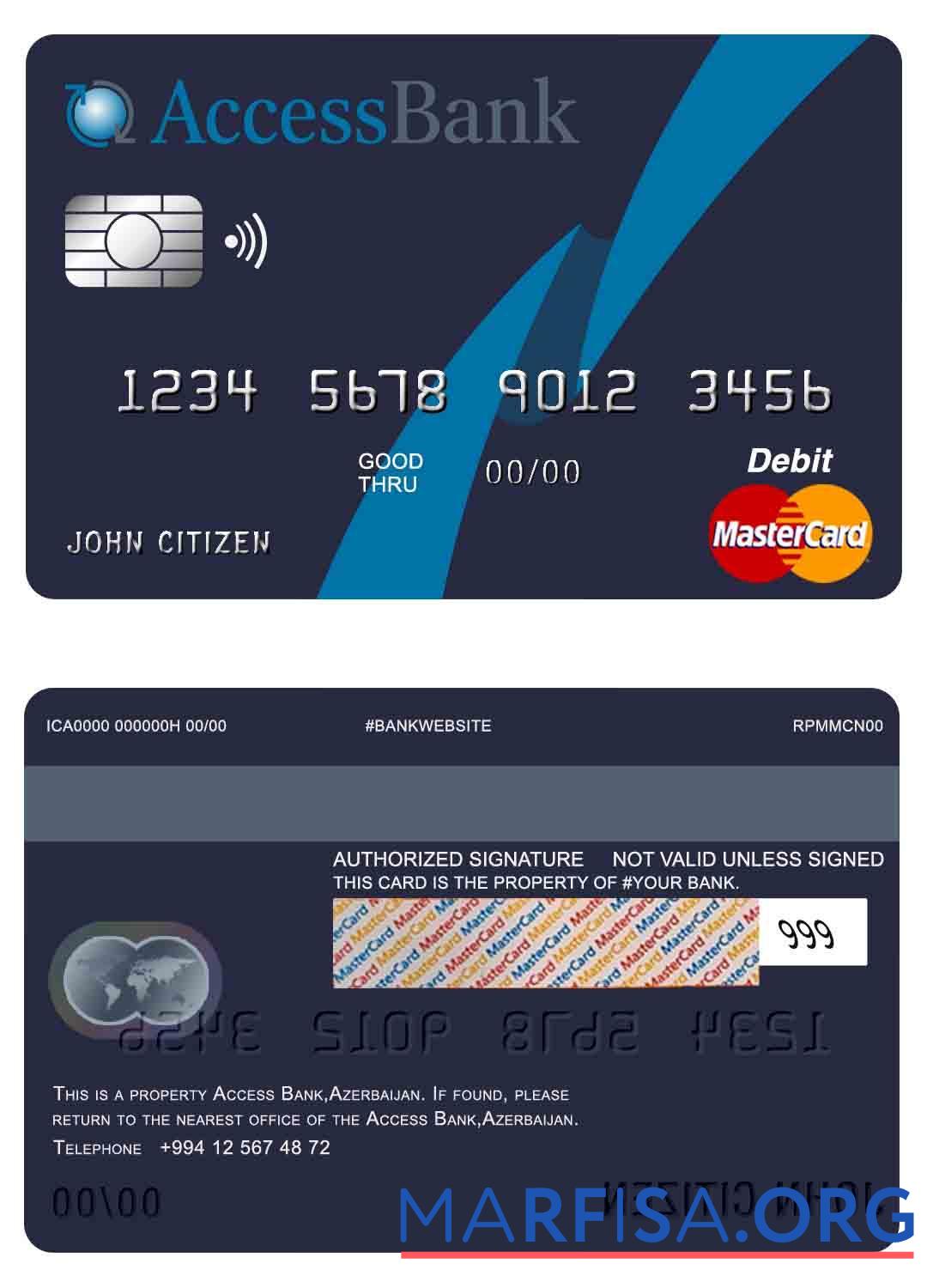 Downloadable Azerbaijan Access bank mastercard template